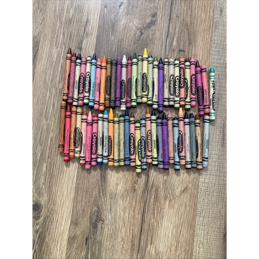 55 Used Different Vintage Crayola Crayons Binney & Smith Rare Hard To Find Lot